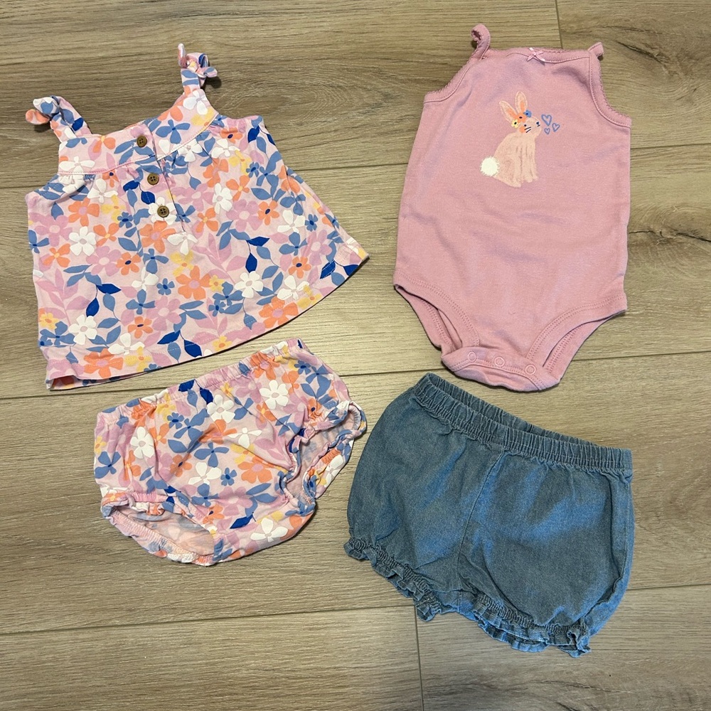 EUC Lot of 2 Baby Girl Summer Outfits - 6 month size